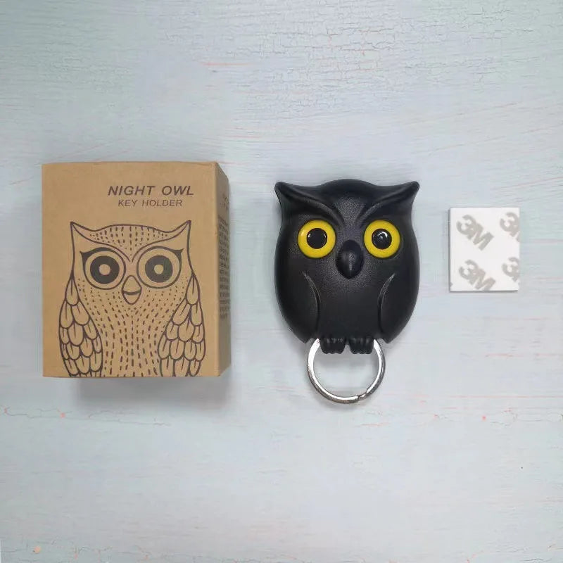 Owl Magnetic Key Hook โ Auto Blinking & No-Punch Wall Decor