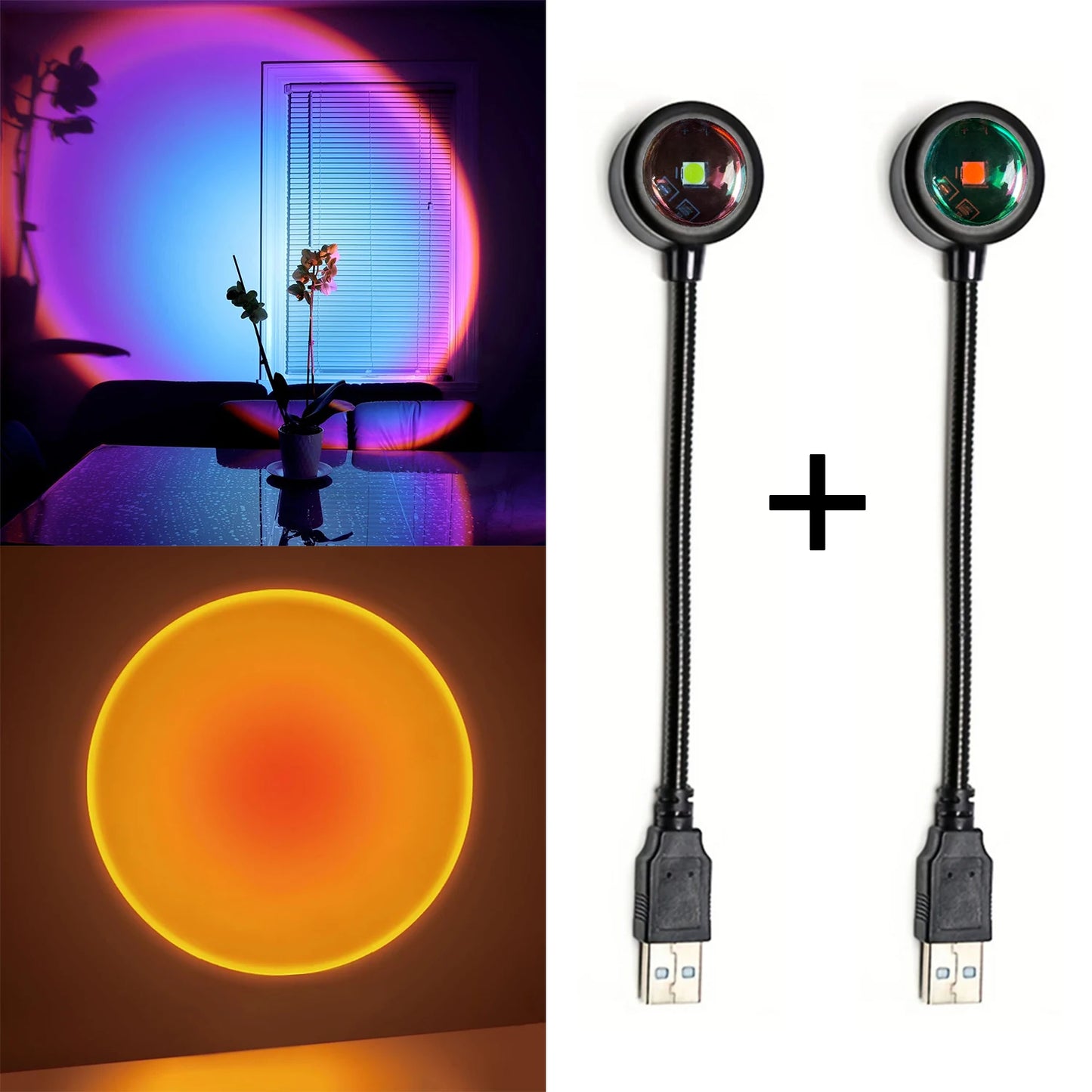 2PCS Sunset & Rainbow Projection Lamp Set