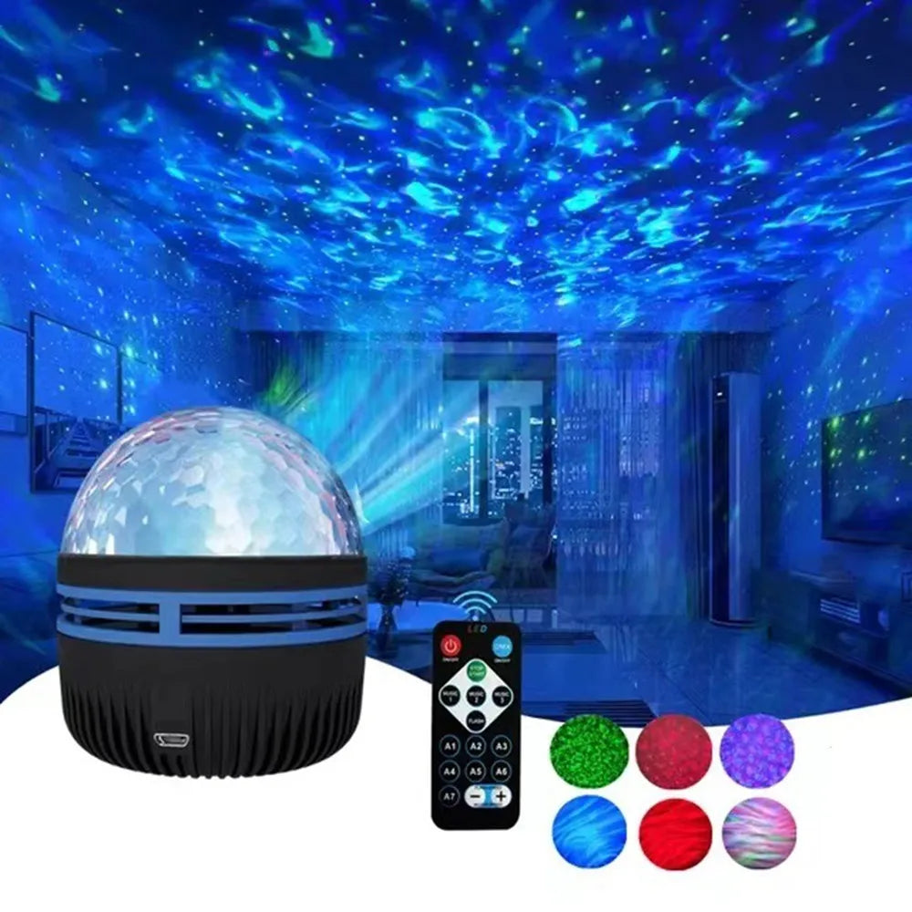 LED Northern Lights & Starry Sky Projector โ Remote Control, Auto-Rotate, Multi-Style Galaxy Lamp for Home & Party Decor