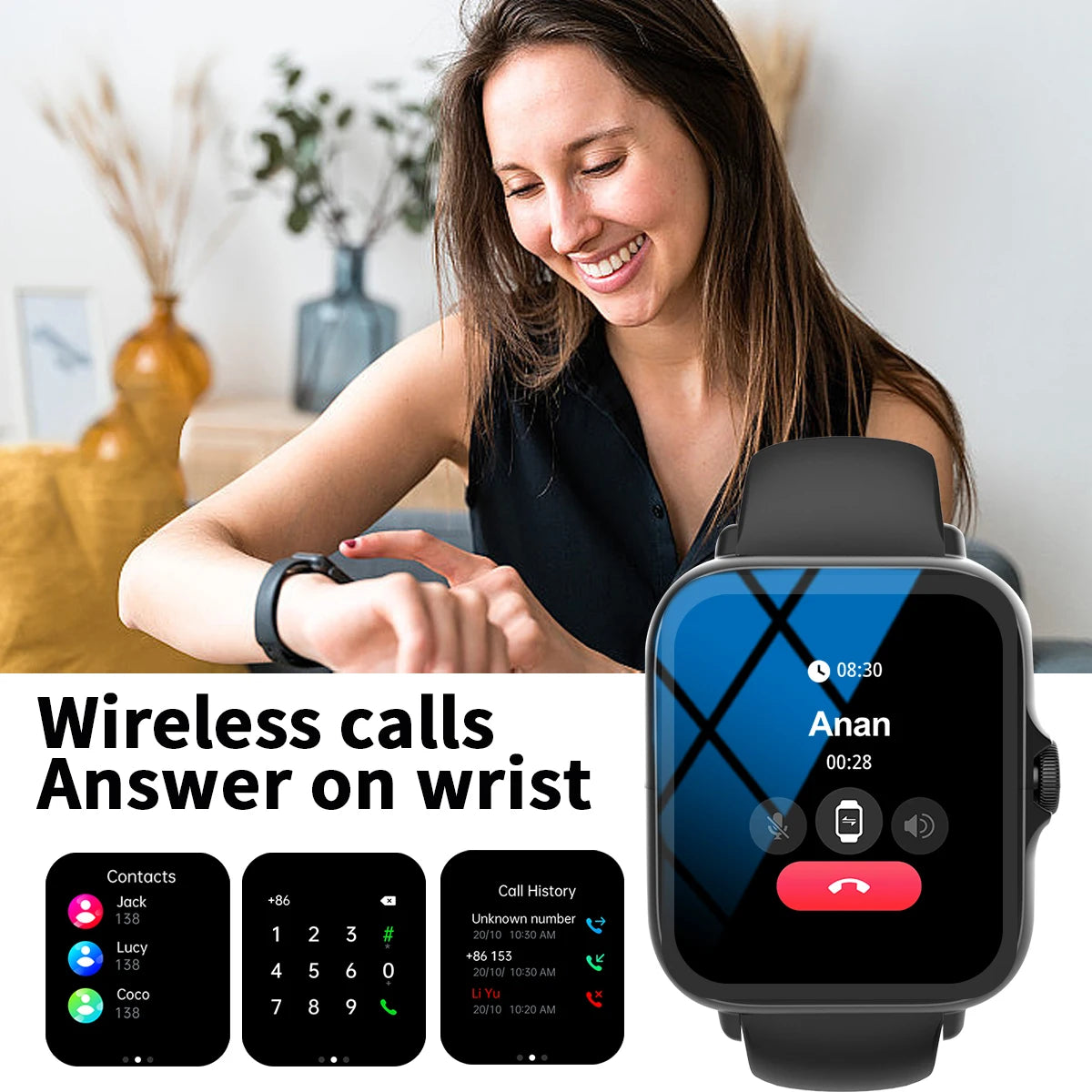 Smartwatch with Multi-Sport Mode & App Alerts