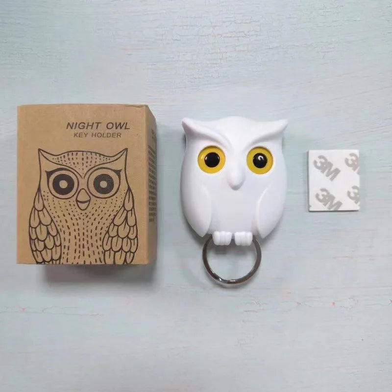Owl Magnetic Key Hook โ Auto Blinking & No-Punch Wall Decor
