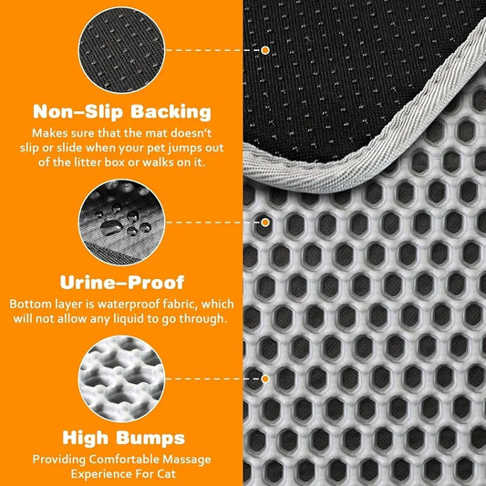 Large Waterproof Cat Litter Mat – Non-Slip Double-Layer