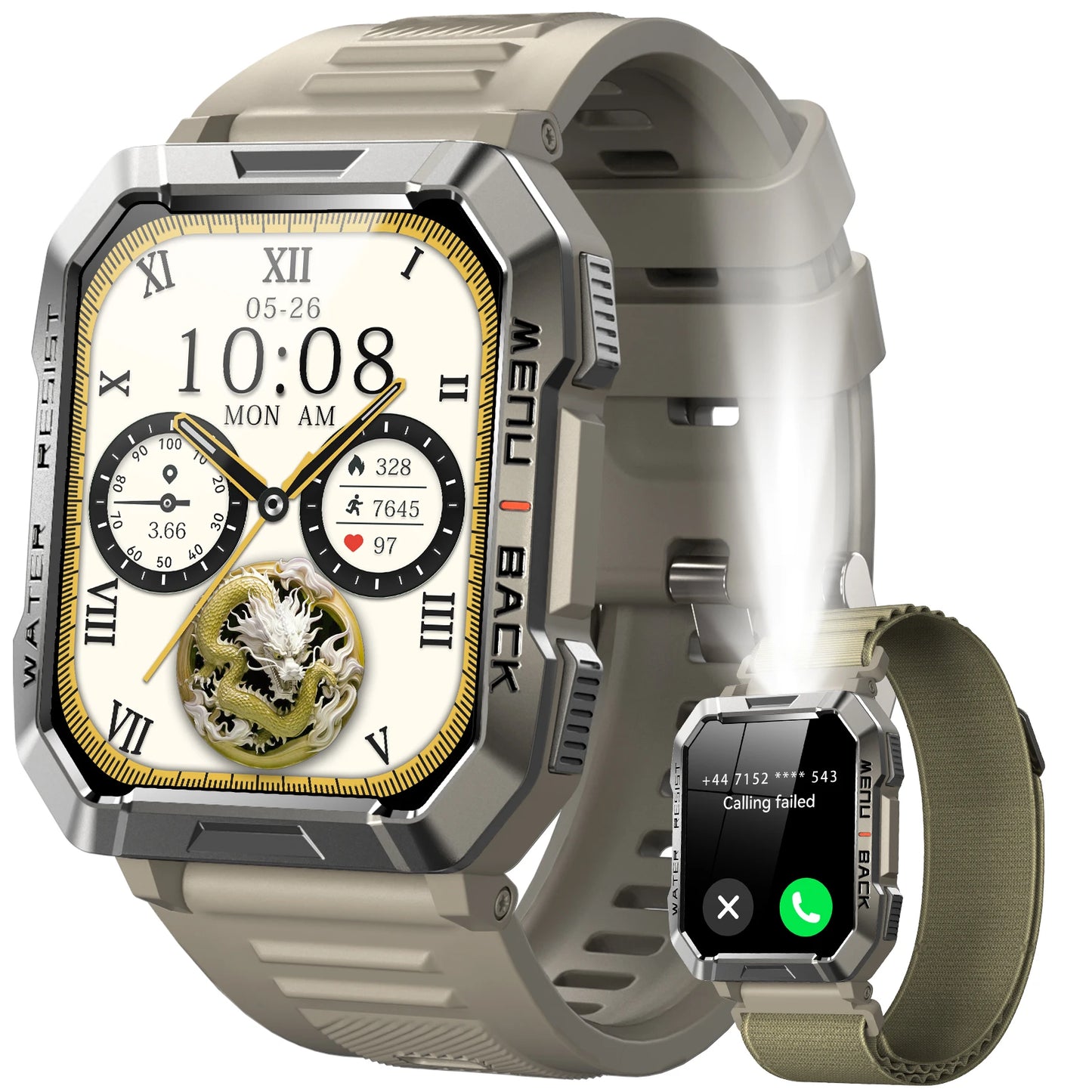 Menβs Outdoor Fitness Smart Watch β 2.01β HD Screen