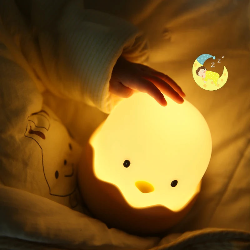 Eggshell Chicken LED Night Light with Touch Control & Rechargeable