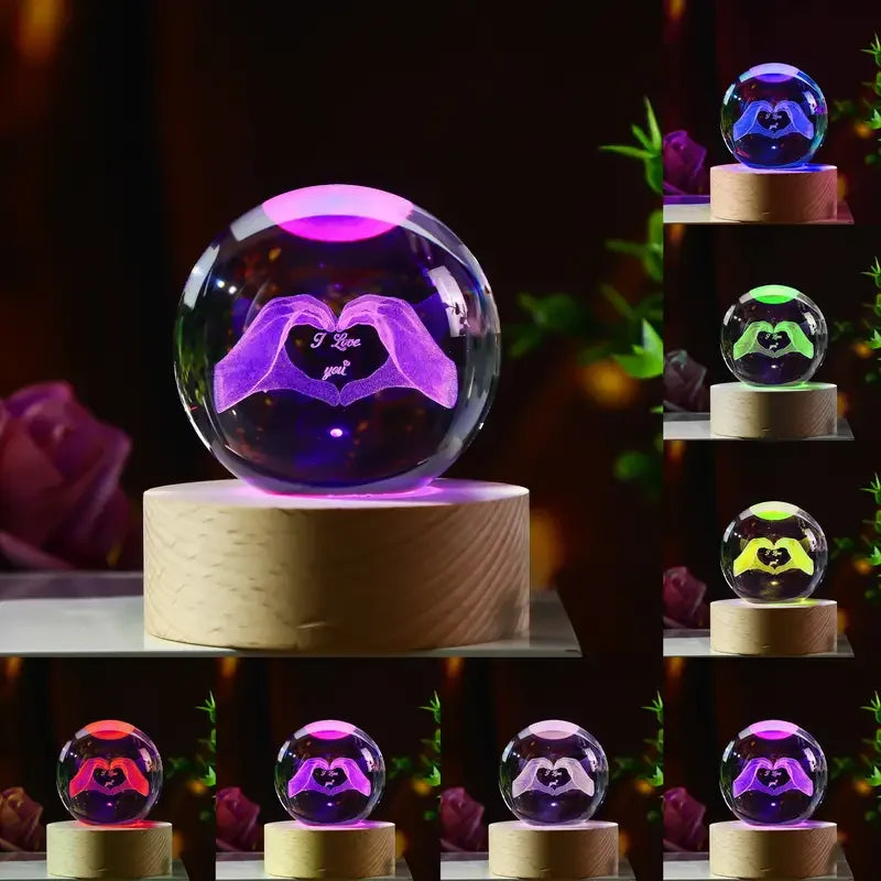 Love Crystal Globe with Light