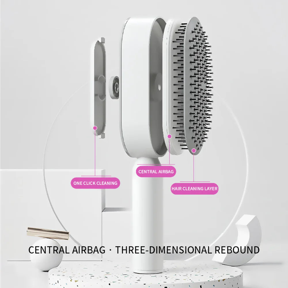 Self Cleaning Airbag Hairbrush Massage Comb for Wet, Dry & Curly Hair
