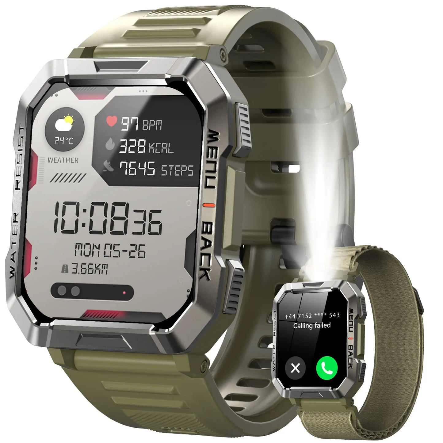 Menβs Outdoor Fitness Smart Watch β 2.01β HD Screen