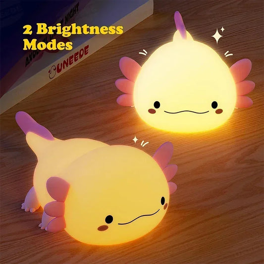 Cute Axolotl Silicone Night Light – Touch Control & USB Rechargeable