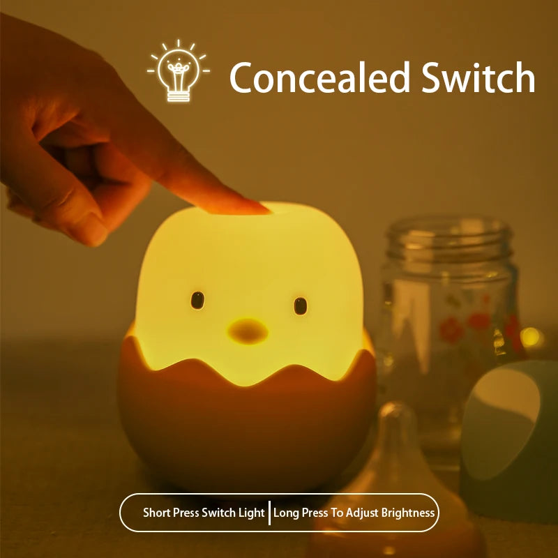 Eggshell Chicken LED Night Light with Touch Control & Rechargeable