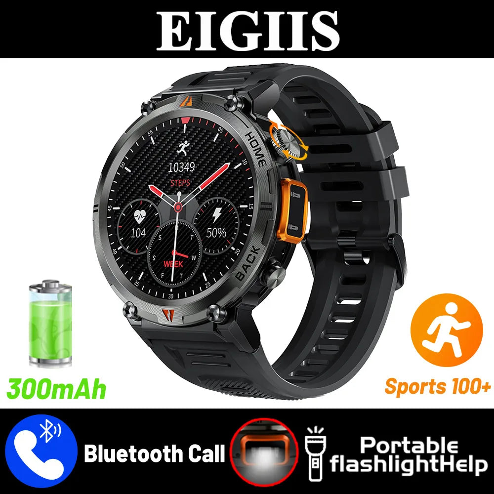 2025 Smart Watch for Men Bluetooth Calling Fitness Tracker with Flashlight & Full Touchscreen