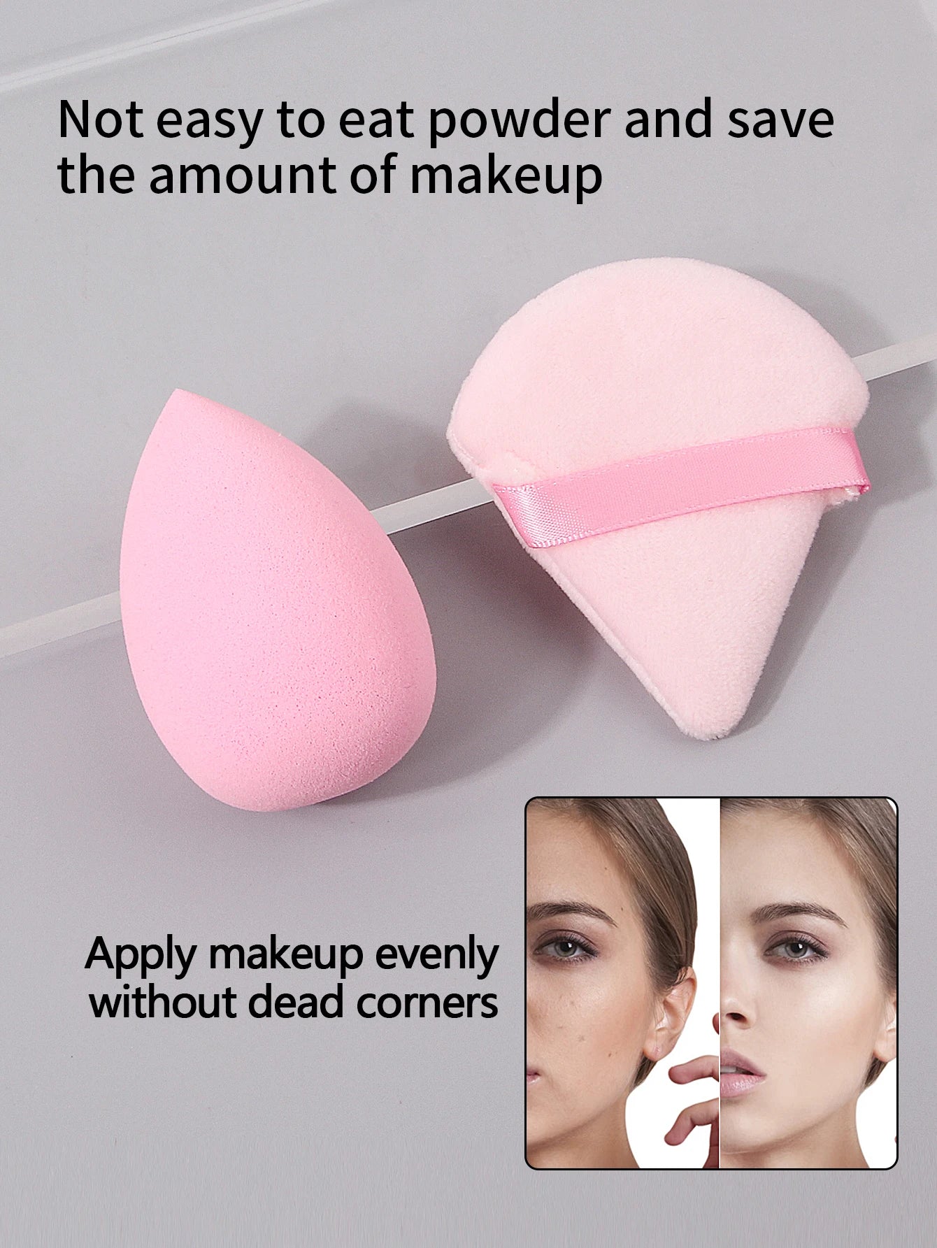 12PCS Pink Makeup Set β 6 Marble Brushes + 3 Soft Makeup Eggs + 3 Setting Puffs
