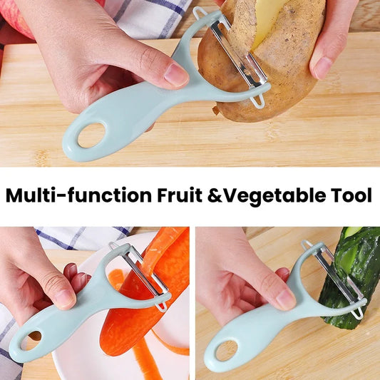3-in-1 Fruit & Veggie Peeler – Stainless Steel & Ceramic Blade Slicer