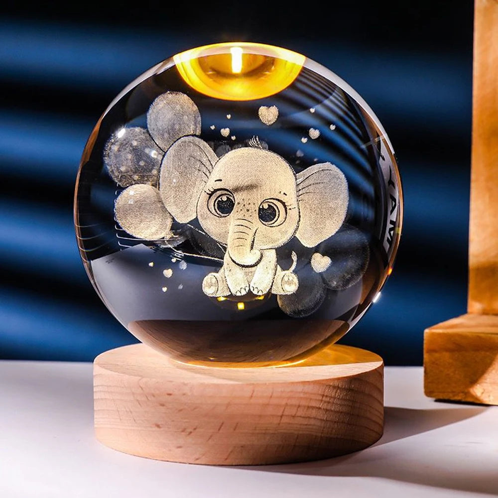 3D Crystal Ball Night Light with Kuromi & Hello Kitty Figures