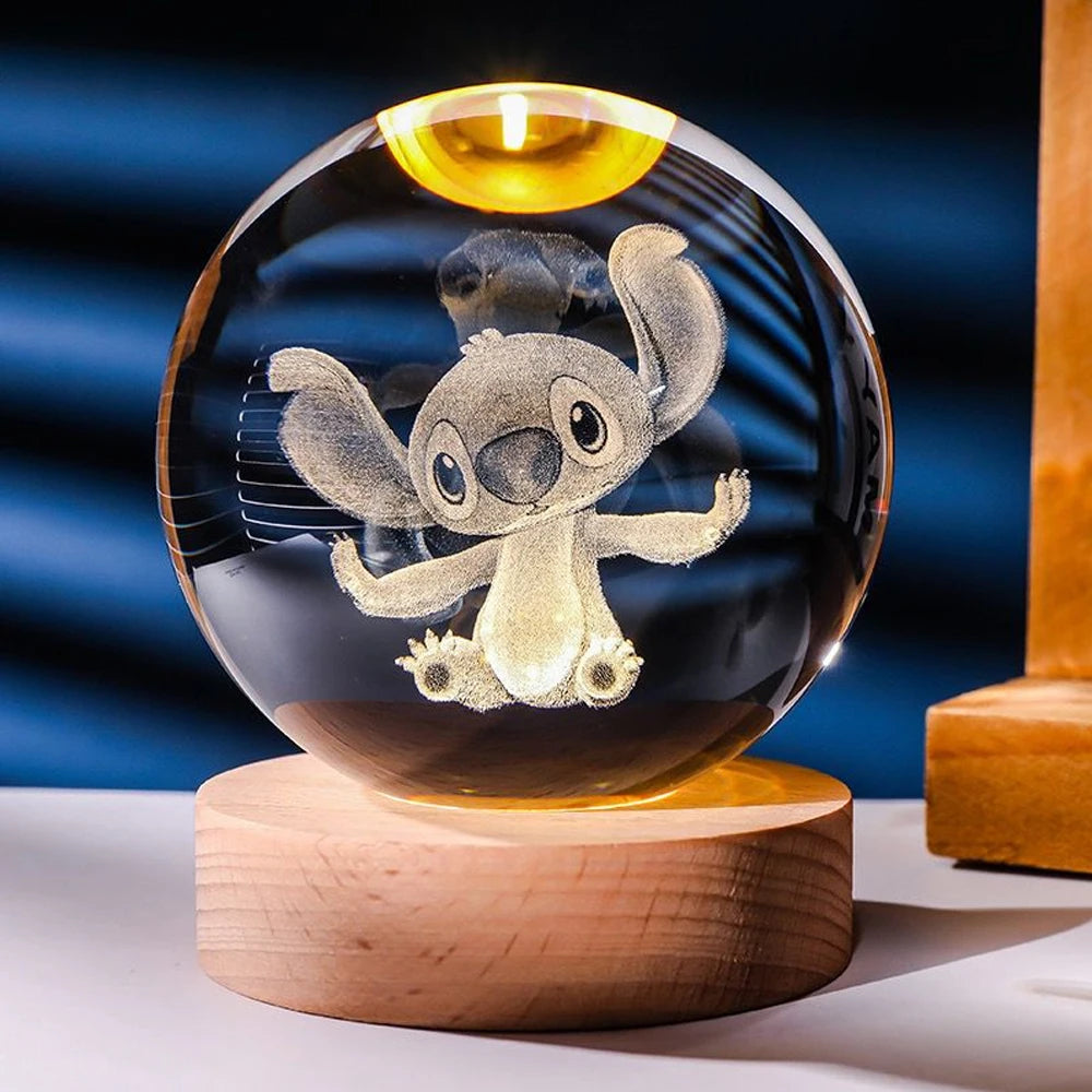 3D Crystal Ball Night Light with Kuromi & Hello Kitty Figures