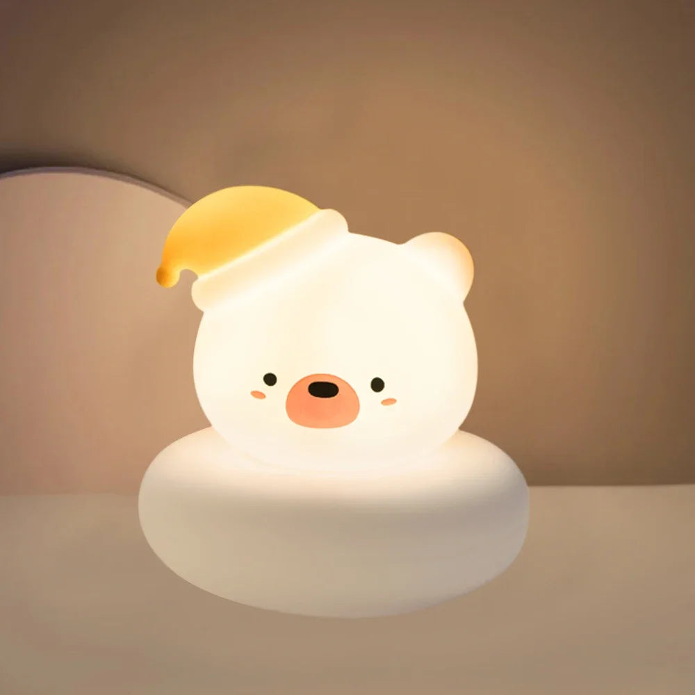 Cute Animal Night Light 3-Level Dimmable Nursery Lamp, USB Rechargeable