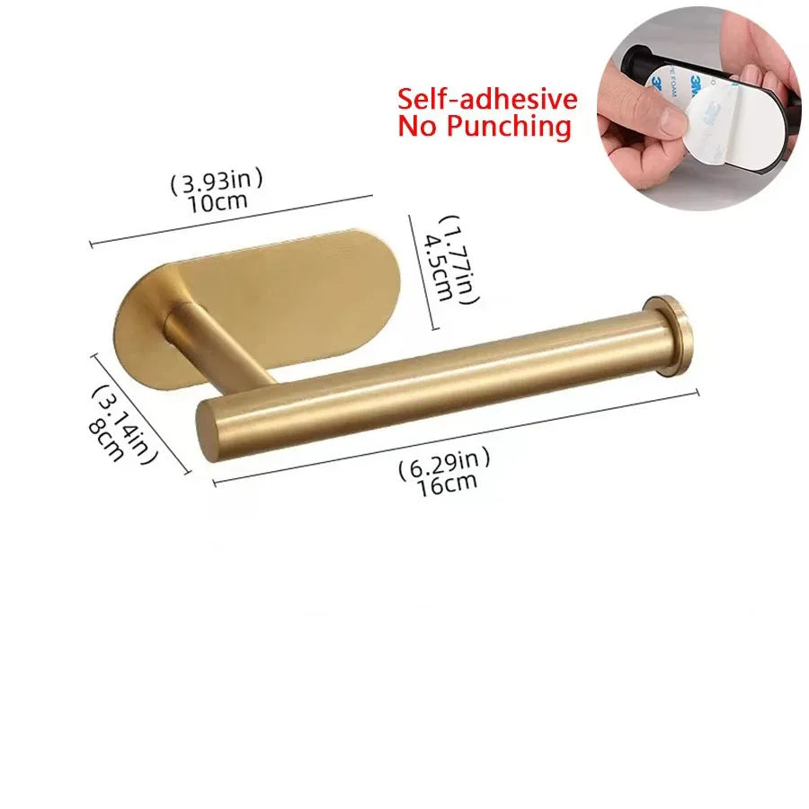 Luxury Black Gold Toilet Paper Holder with Phone Shelf