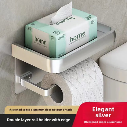 Luxury Black Gold Toilet Paper Holder with Phone Shelf