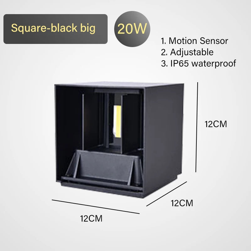 LED Wall Lamp with Motion Sensor – IP65 Waterproof