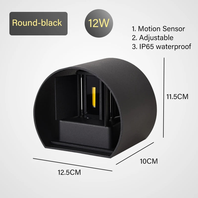 LED Wall Lamp with Motion Sensor – IP65 Waterproof