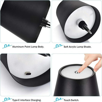 USB Bottle Table Lamp – Touch Control, 3 colors