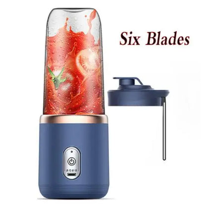 Portable USB Rechargeable Fruit Juicer 6-Blade Mini Blender Bottle