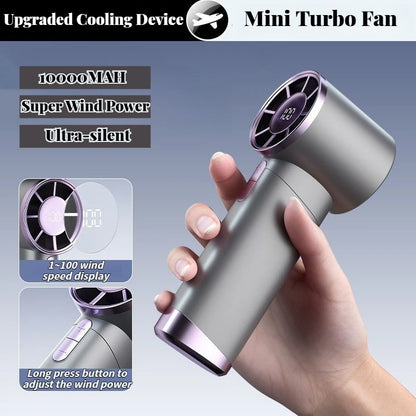 100-Speed Mini Fan Digital Display & Turbo Cooling Power