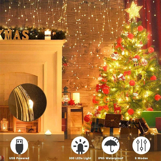 LED Curtain Fairy String Lights 8 Lighting Modes