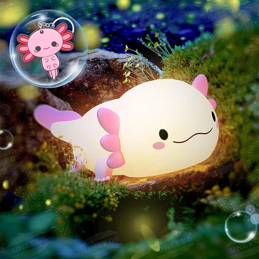 Cute Axolotl Silicone Night Light – Touch Control & USB Rechargeable