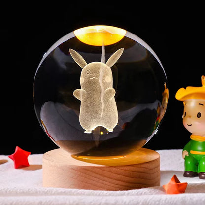 3D Crystal Ball Night Light with Kuromi & Hello Kitty Figures
