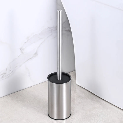 Vertical Matt Black Toilet Brush Holder Set