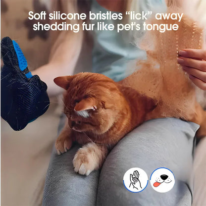 Pet Grooming Glove Comb – Cat & Dog Hair Remover, Deshedding Brush