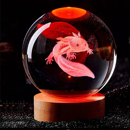 3D Axolotl Crystal Ball Night Light