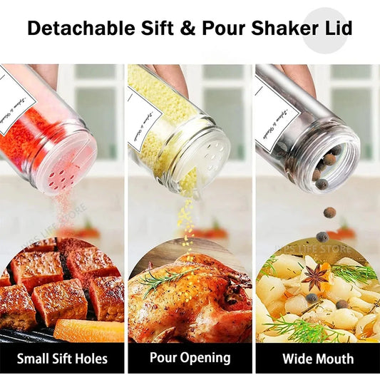 12-Piece Glass Spice Jar Set with Bamboo Lids
