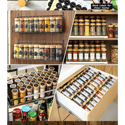 12-Piece Glass Spice Jar Set with Bamboo Lids