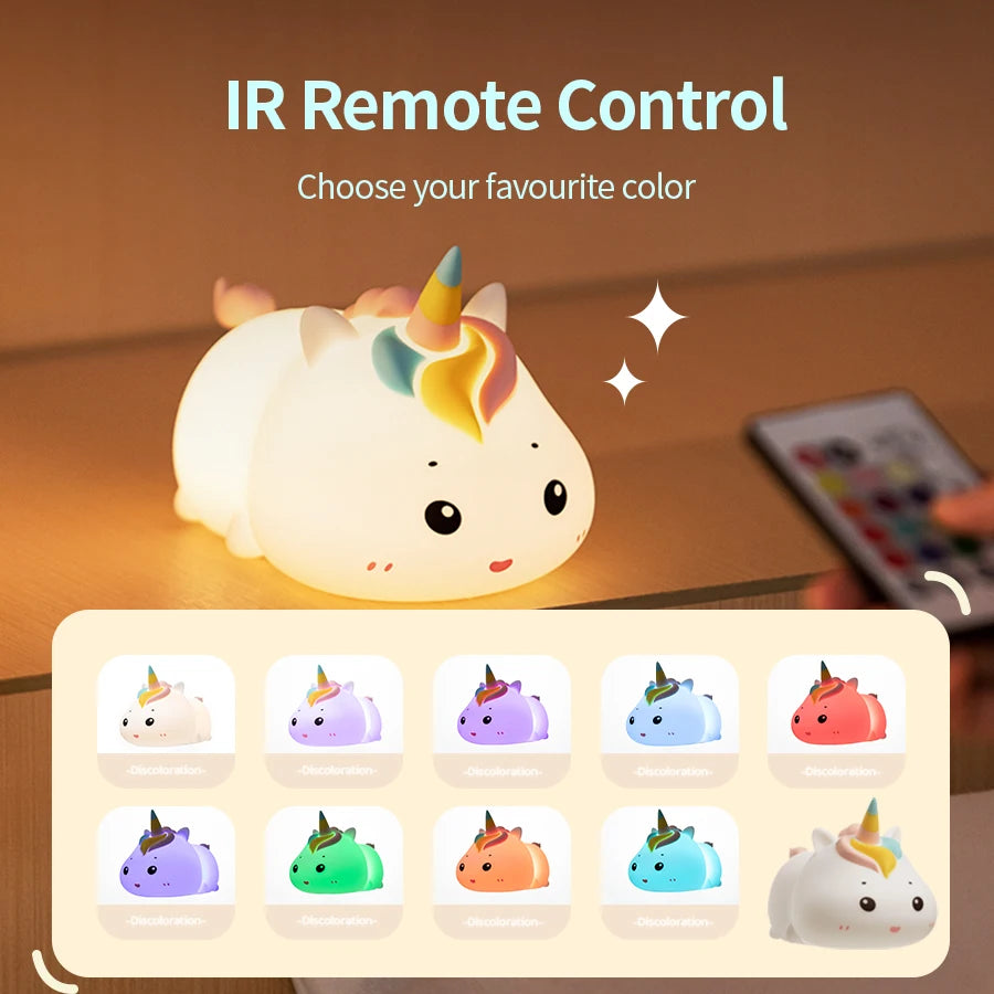Rechargeable Silicone Unicorn LED Night Lamp