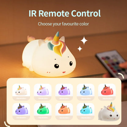 Rechargeable Silicone Unicorn LED Night Lamp
