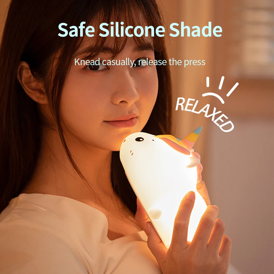 Rechargeable Silicone Unicorn LED Night Lamp