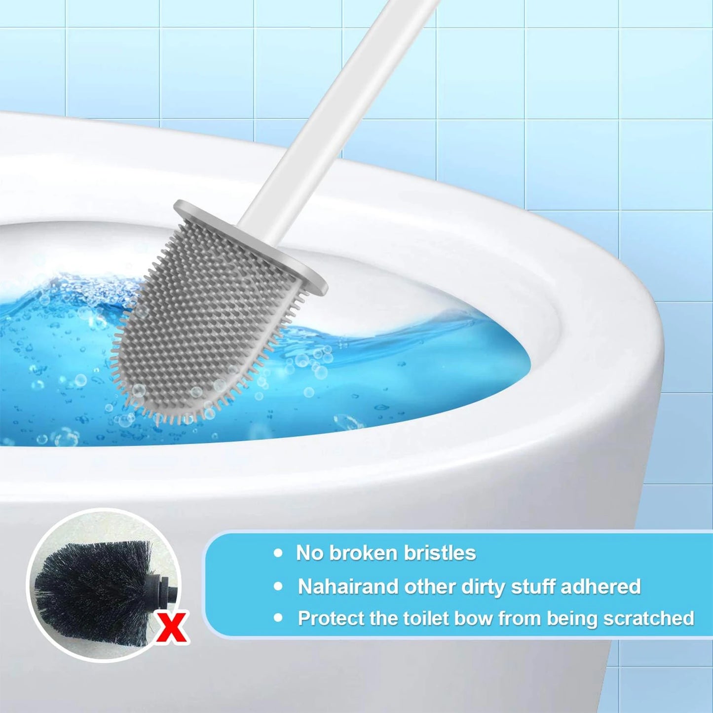 Silicone Toilet Bowl Brush with Long Handle