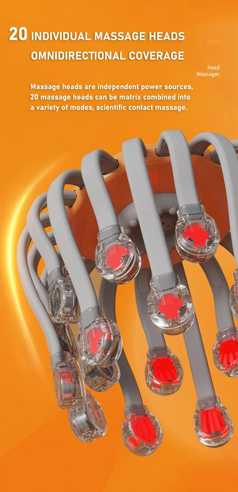 Octopus Scalp Massager 20 Heads + Red Light Therapy for Headaches