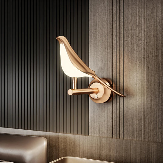 Nordic Rotatable Golden Bird LED Wall Lamp