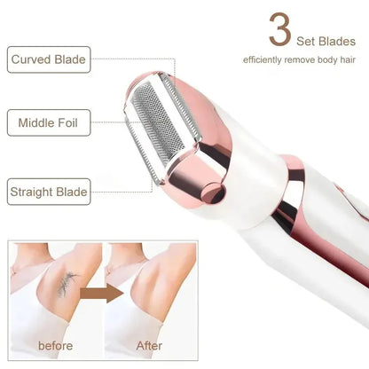 4-in-1 Electric Epilator for Women – Facial Hair Remover, Bikini, Nose & Eyebrow Trimmer