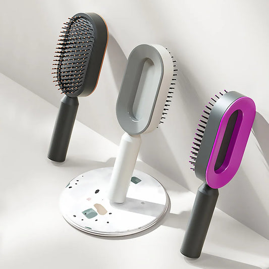 Self Cleaning Airbag Hairbrush  Massage Comb for Wet, Dry & Curly Hair