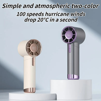 100-Speed Mini Fan Digital Display & Turbo Cooling Power