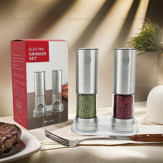 2pcs USB Rechargeable Electric Salt & Pepper Grinder Set