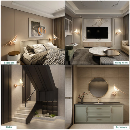 Nordic Rotatable Golden Bird LED Wall Lamp