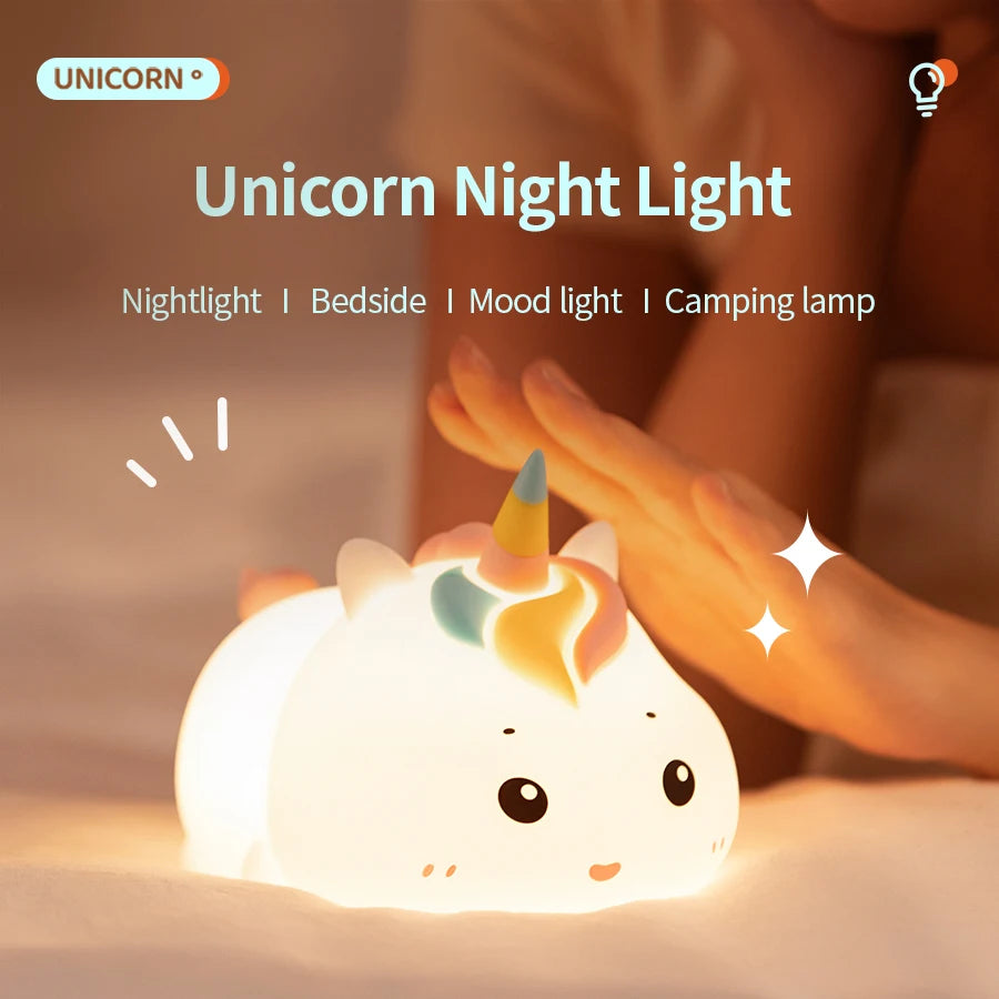 Rechargeable Silicone Unicorn LED Night Lamp