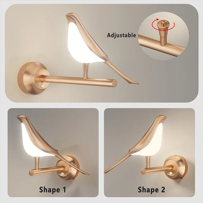 Nordic Rotatable Golden Bird LED Wall Lamp