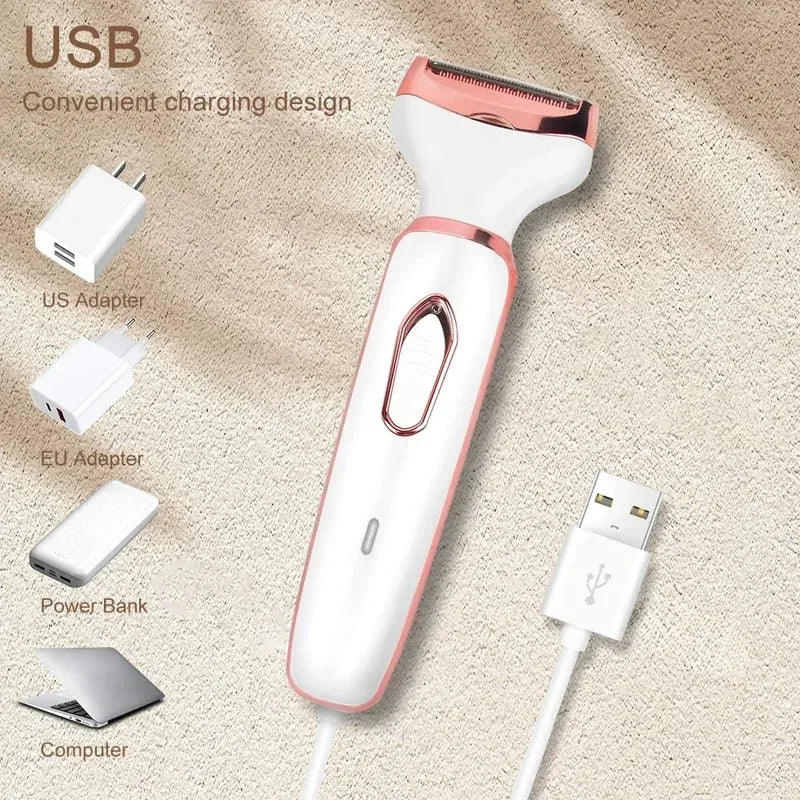 4-in-1 Electric Epilator for Women – Facial Hair Remover, Bikini, Nose & Eyebrow Trimmer