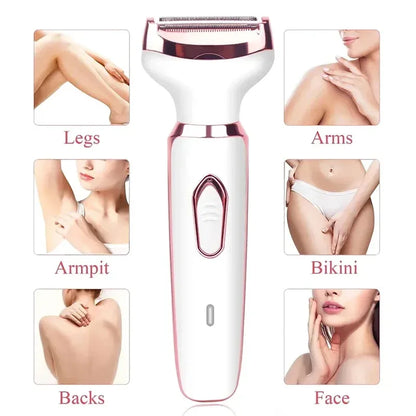 4-in-1 Electric Epilator for Women – Facial Hair Remover, Bikini, Nose & Eyebrow Trimmer