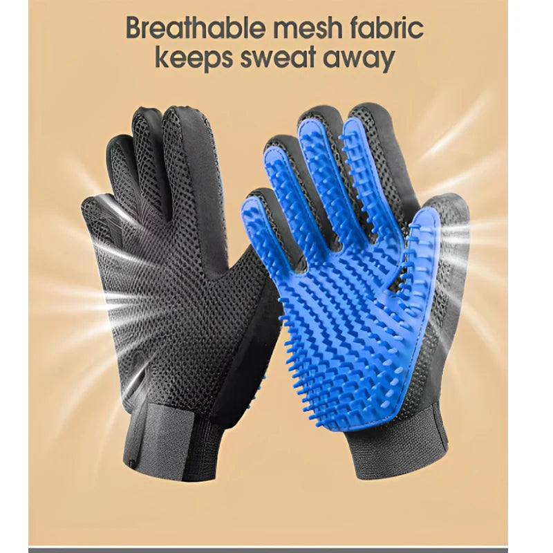Pet Grooming Glove Comb – Cat & Dog Hair Remover, Deshedding Brush